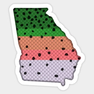 Trout Fishing Rainbow Trout Pattern Georgia State Map Sticker